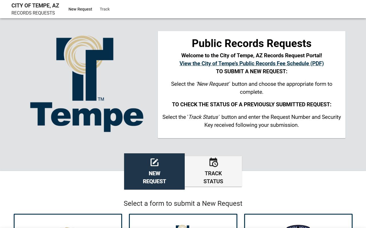 Tempe Police records request portal