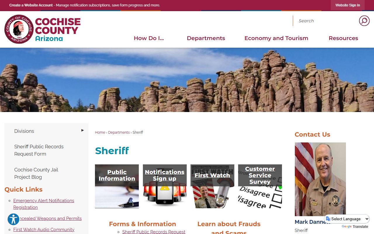 Cochise County Sheriff's Office homepage