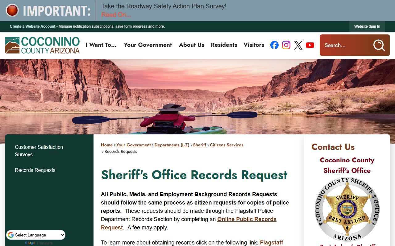 Coconino County records request information