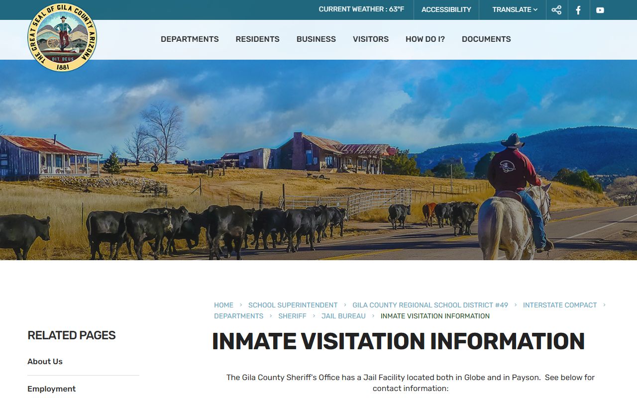 Gila County jail visitation information