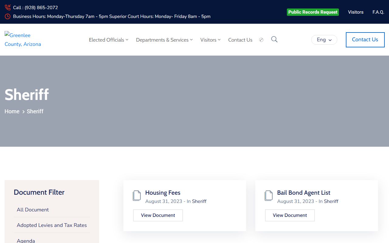 Greenlee County Sheriff's Office homepage