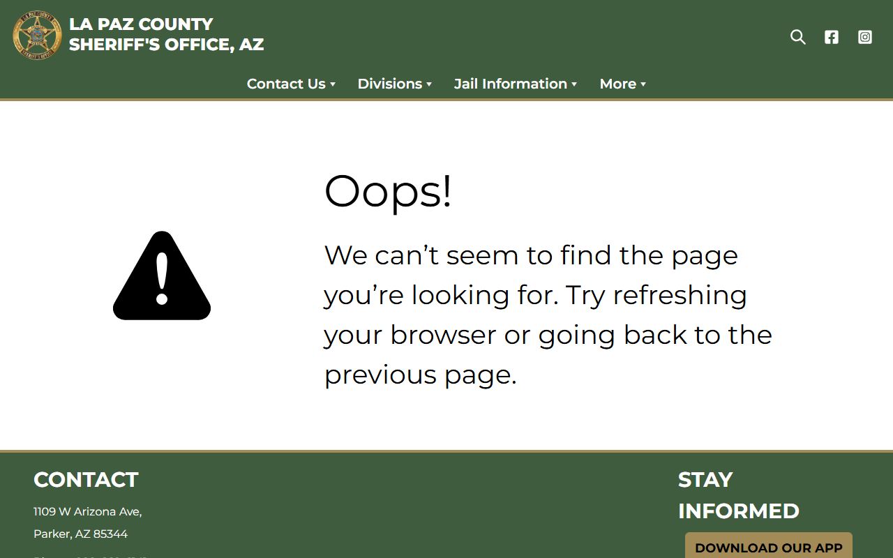 La Paz County inmate search page