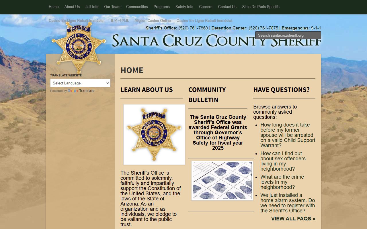 Santa Cruz County Sheriff's Office homepage